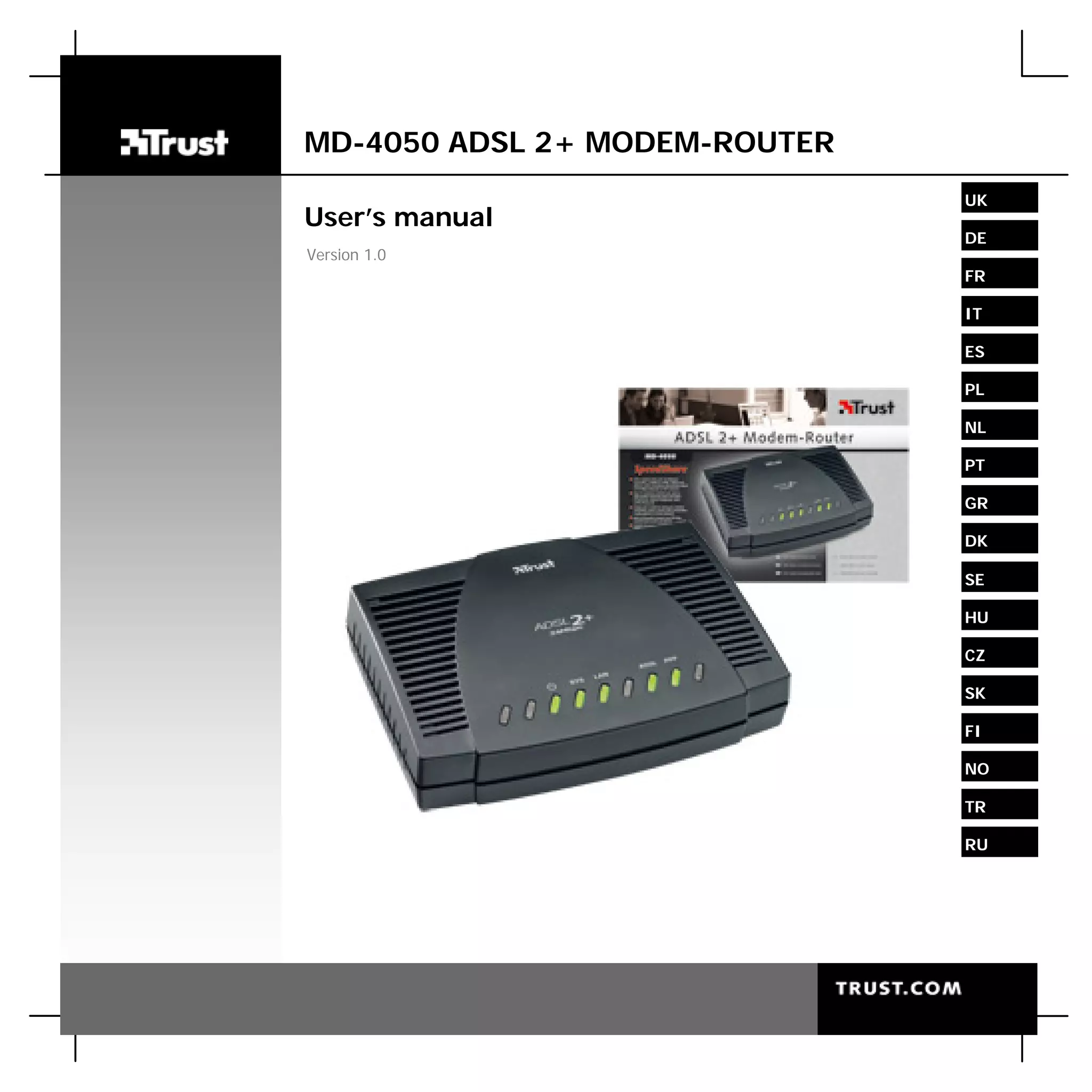 14954 Trust adsl 2+ modem-router md-4050 | PDF