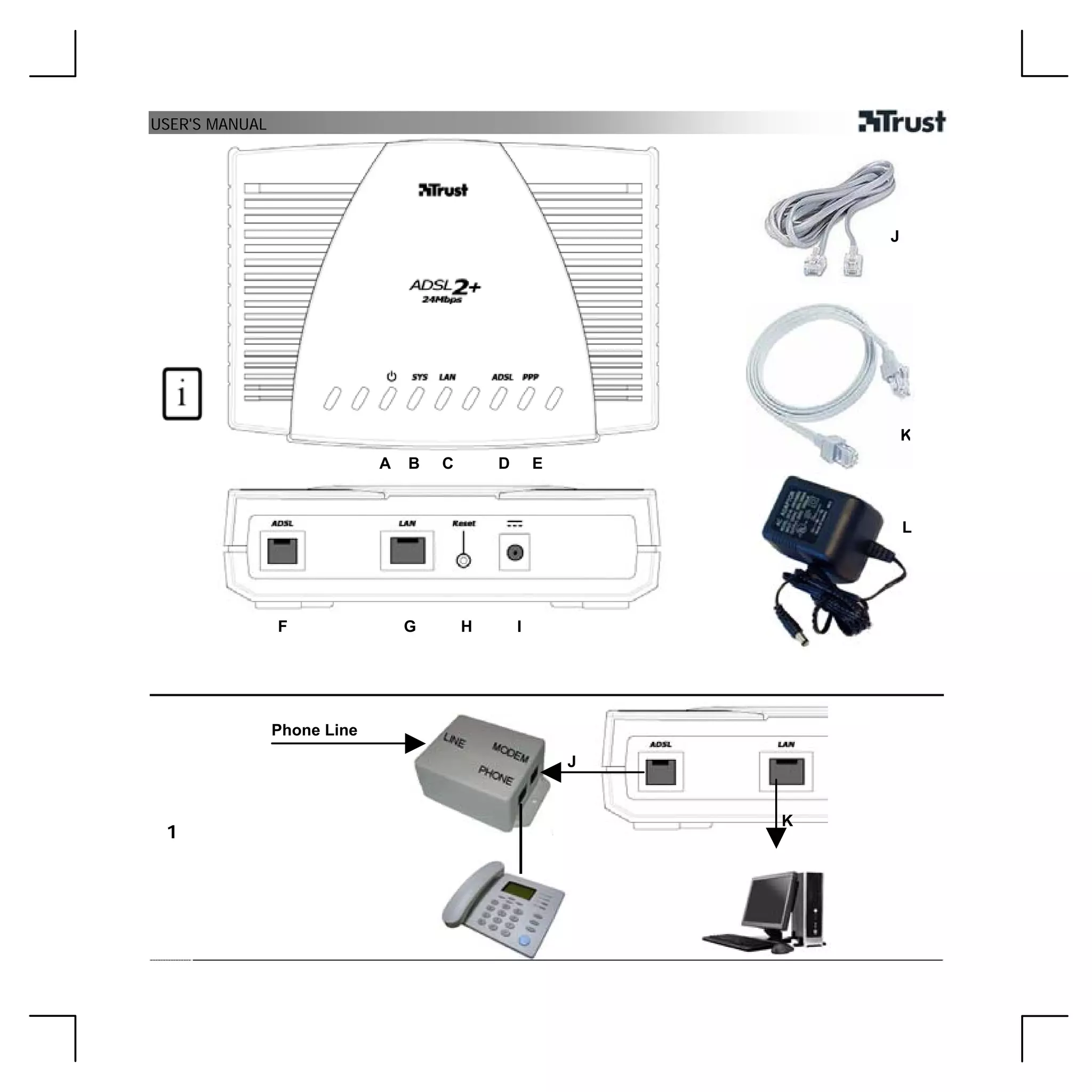 14954 Trust adsl 2+ modem-router md-4050 | PDF