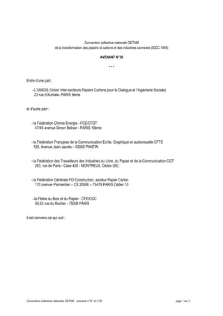 Convention collective nationale OETAM
de la transformation des papiers et cartons et des industries connexes (IDCC 1495)
A...