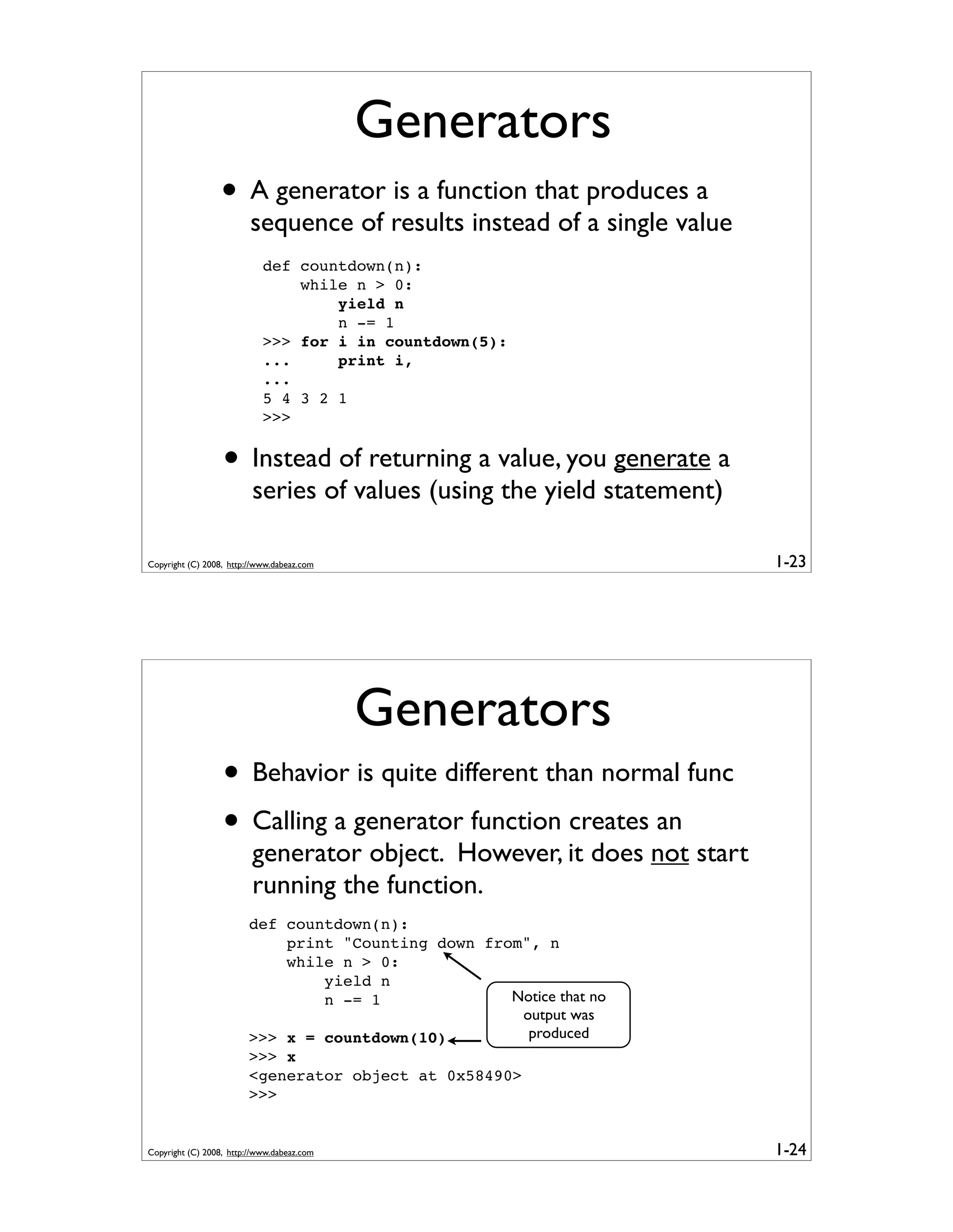 Generator Tricks for Systems Programmers