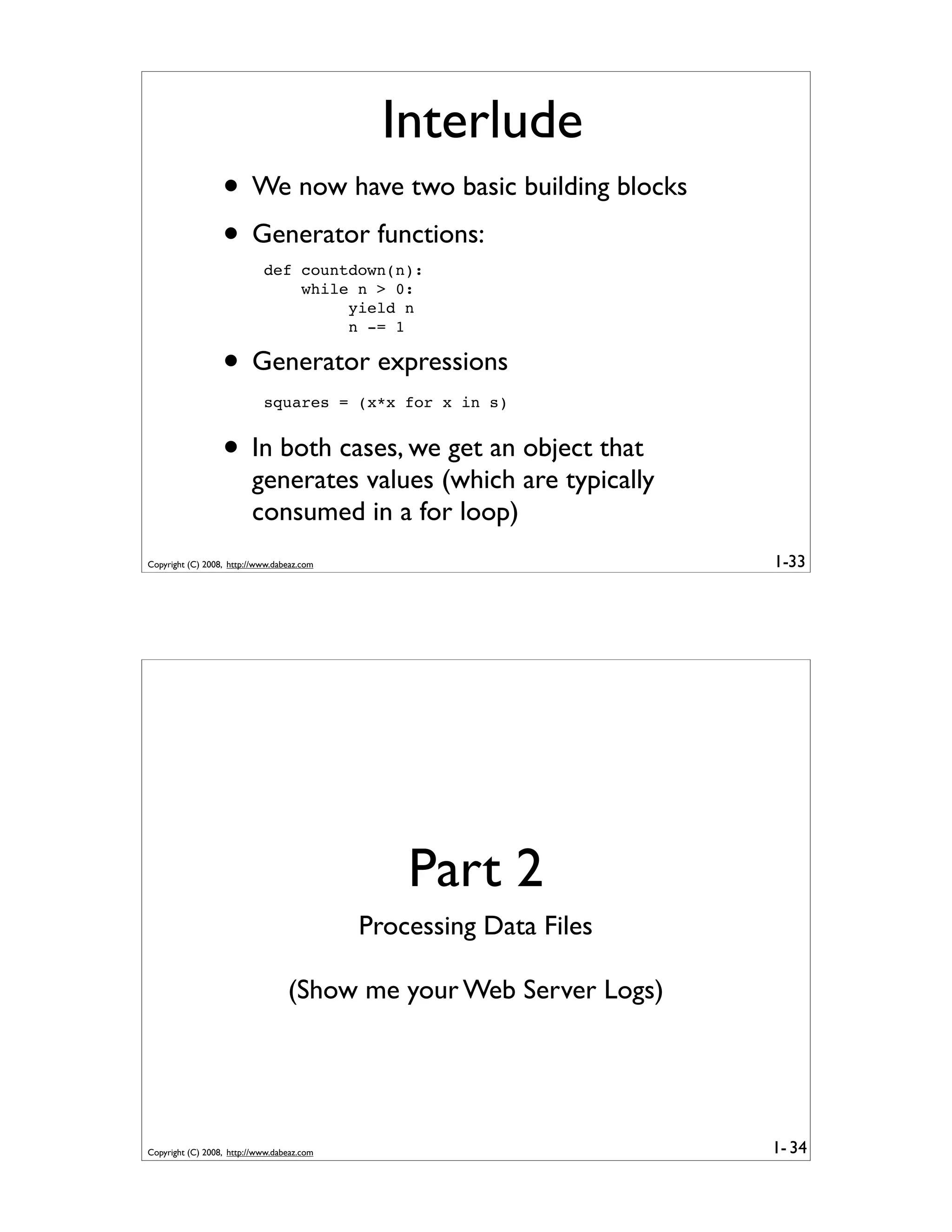 Generator Tricks for Systems Programmers