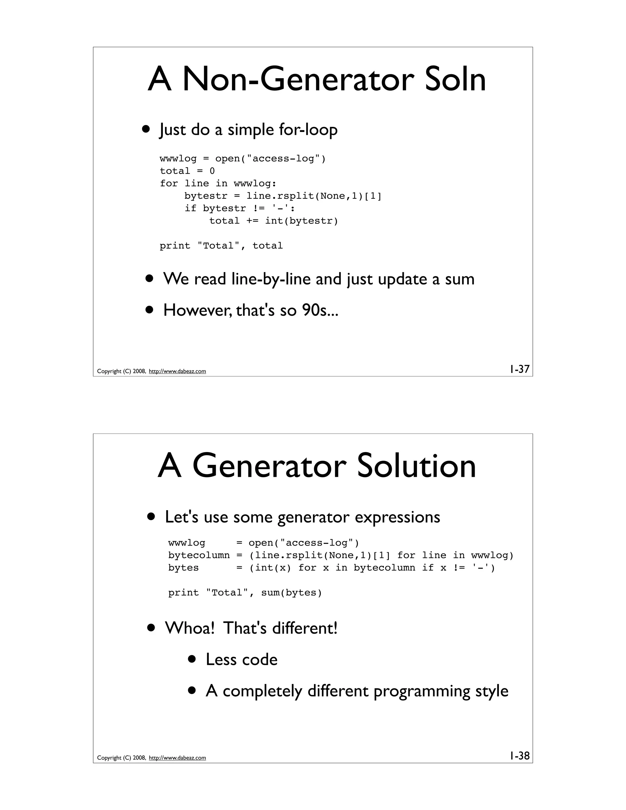 Generator Tricks for Systems Programmers