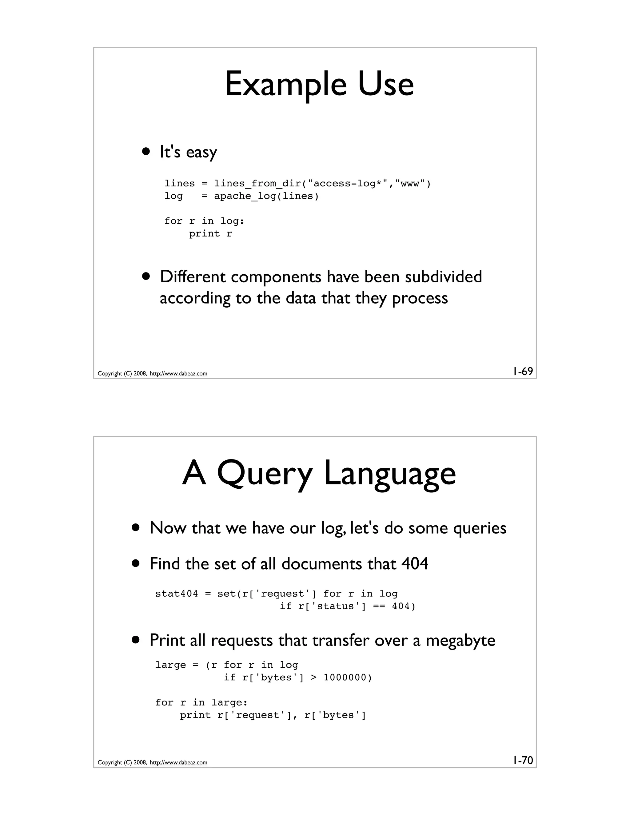 Generator Tricks for Systems Programmers