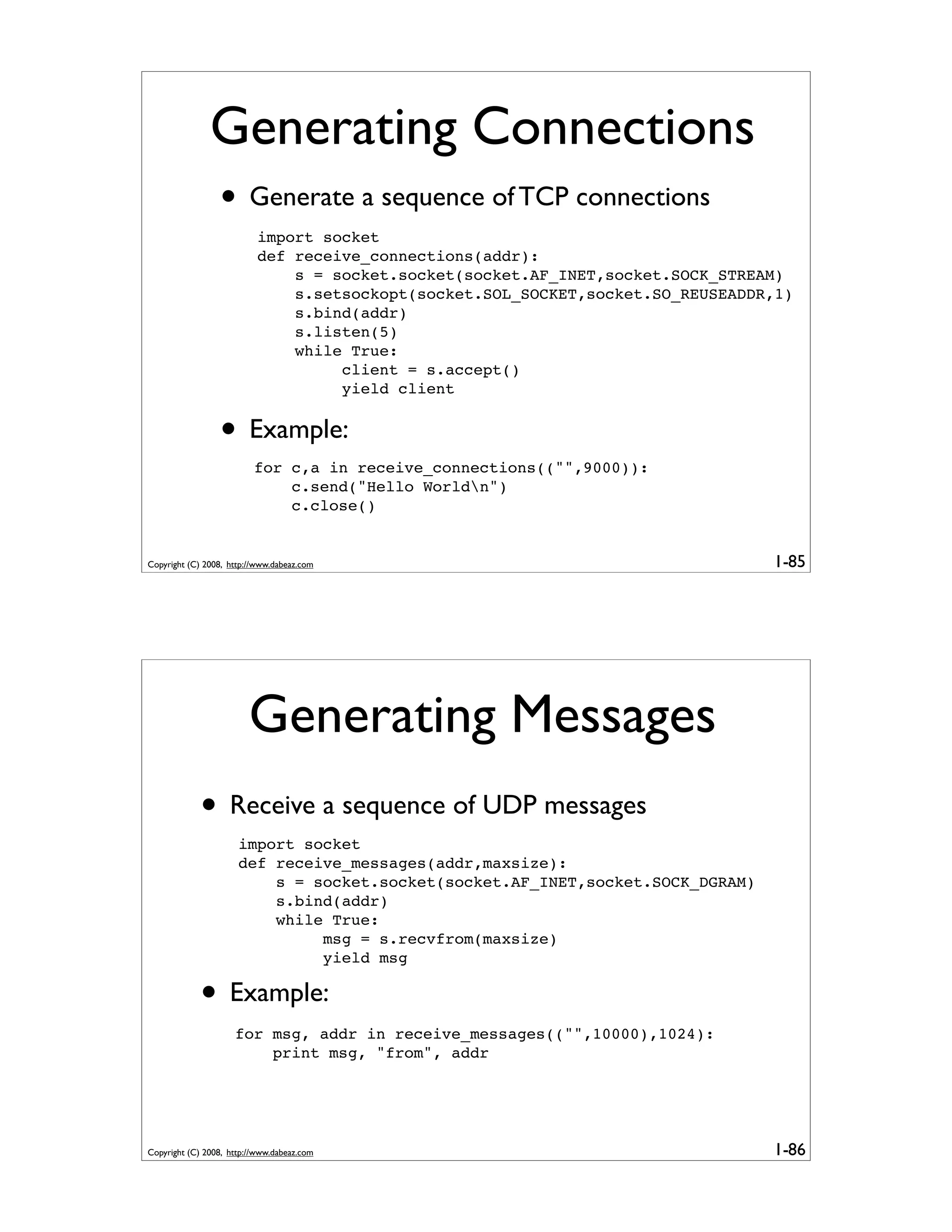 Generator Tricks for Systems Programmers