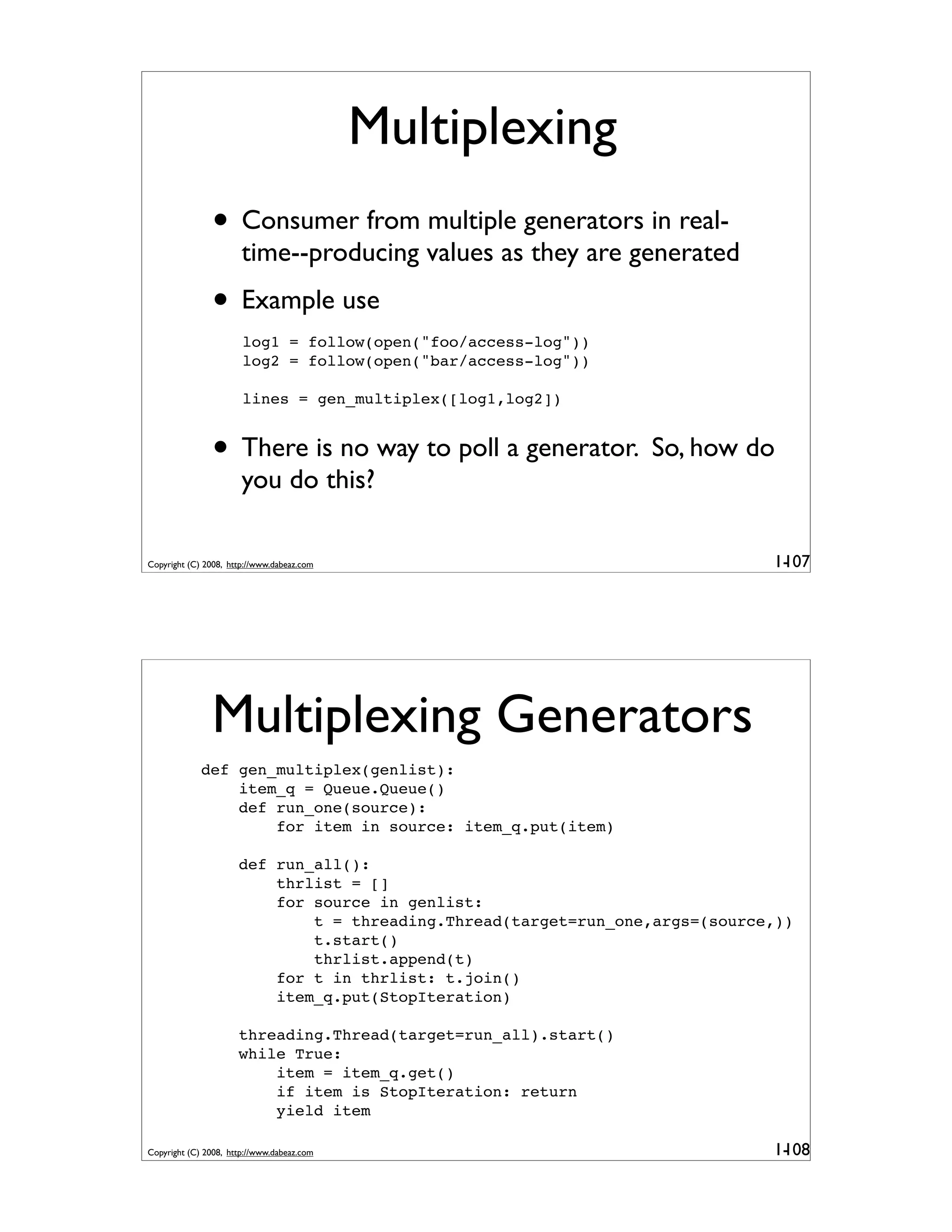 Generator Tricks for Systems Programmers
