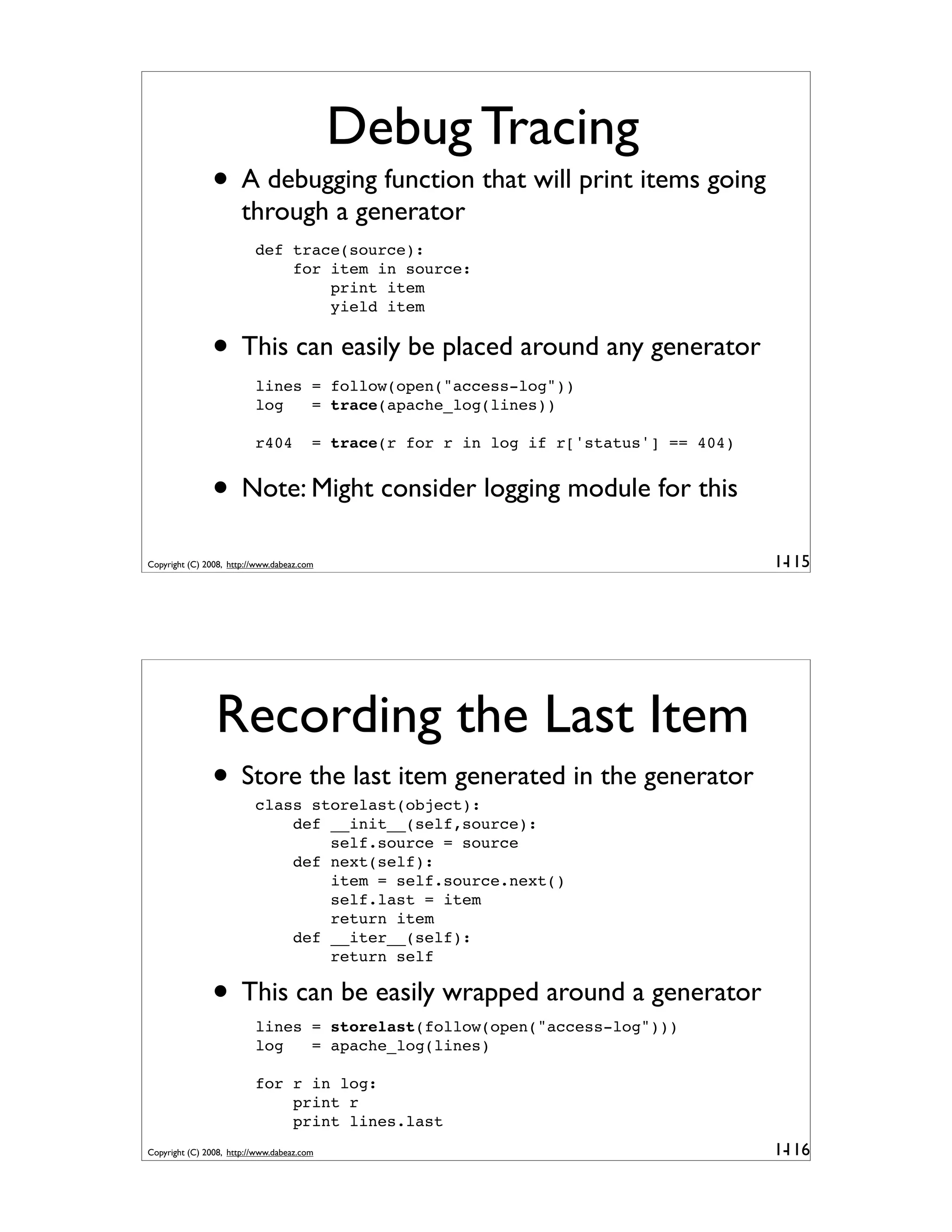 Generator Tricks for Systems Programmers