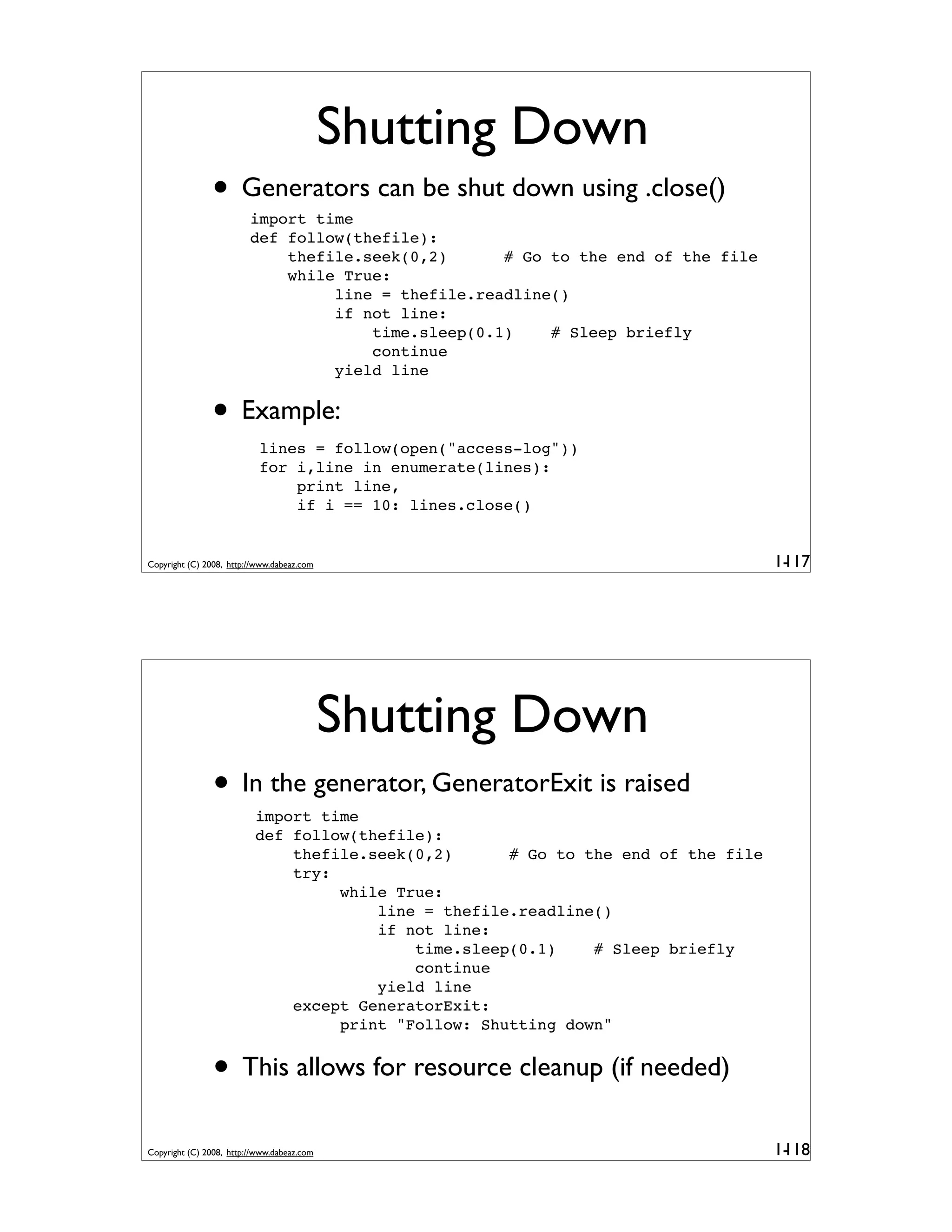 Generator Tricks for Systems Programmers