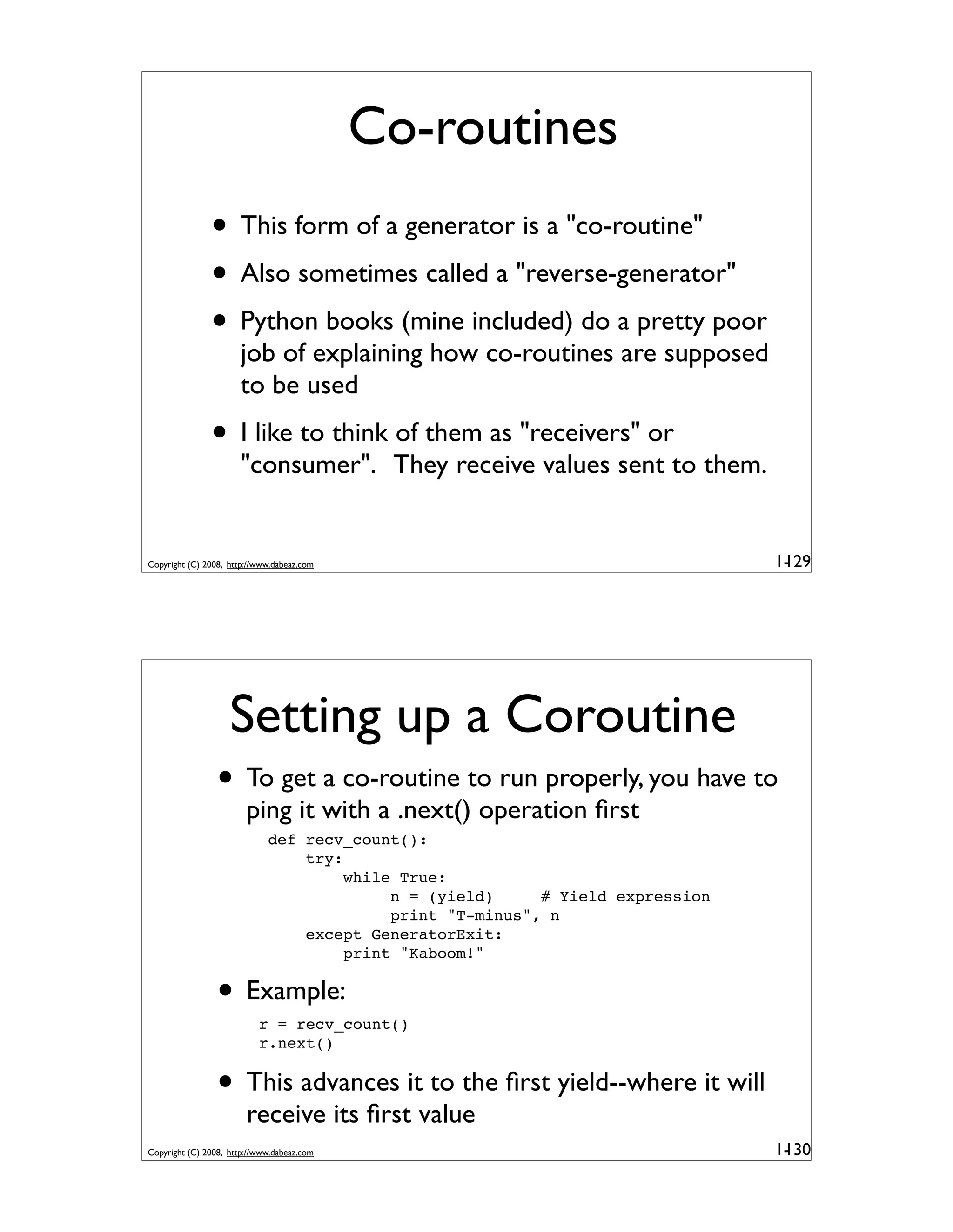 Generator Tricks for Systems Programmers