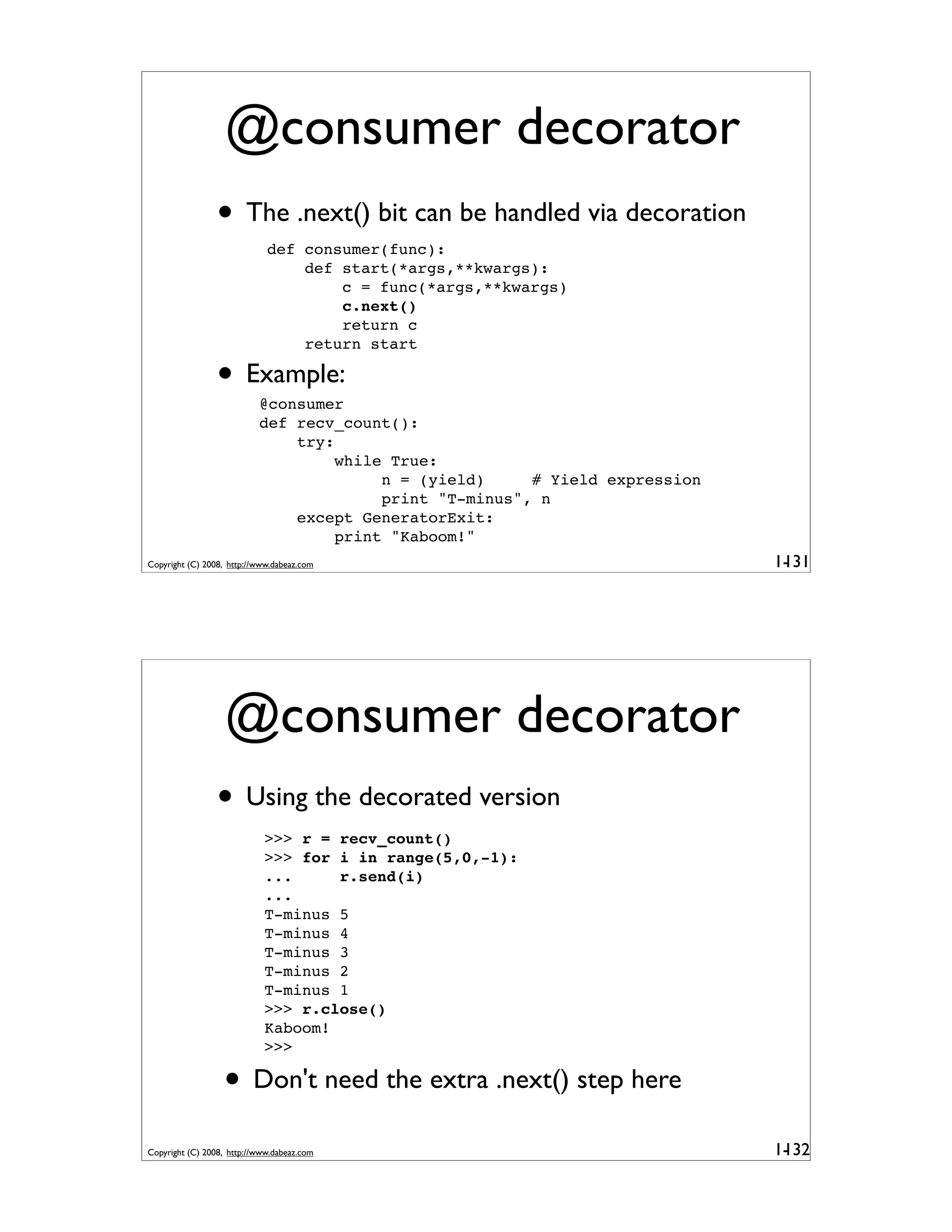 Generator Tricks for Systems Programmers