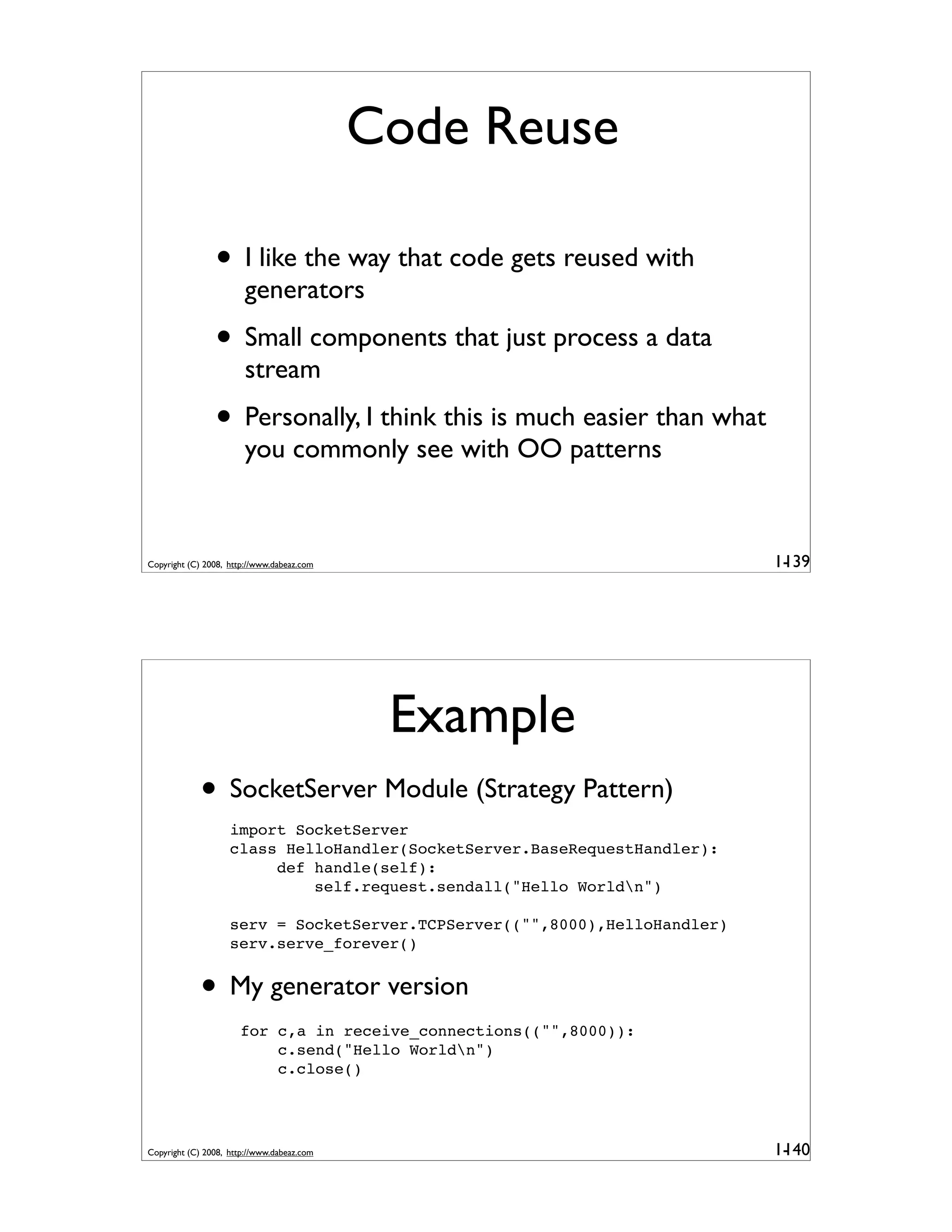 Generator Tricks for Systems Programmers