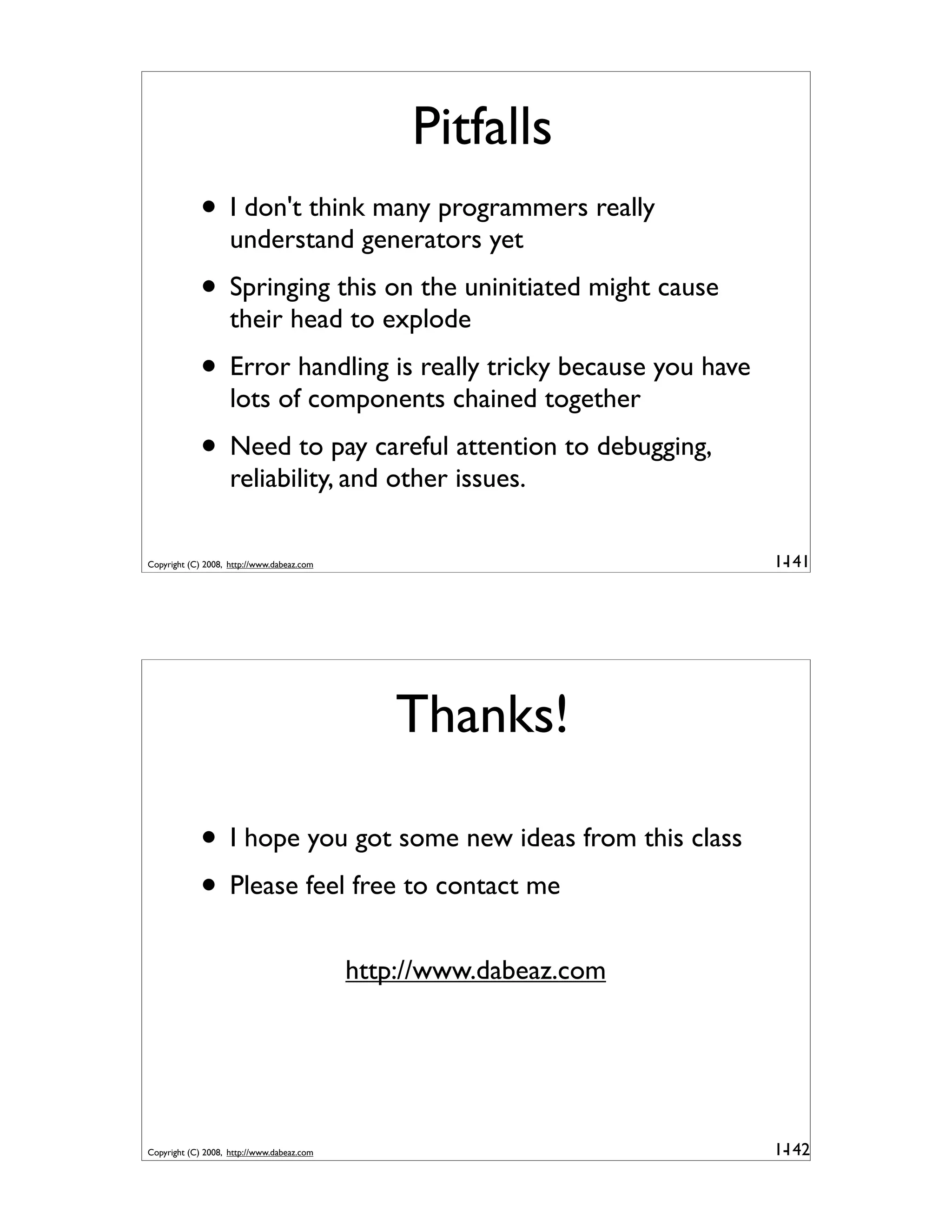 Generator Tricks for Systems Programmers