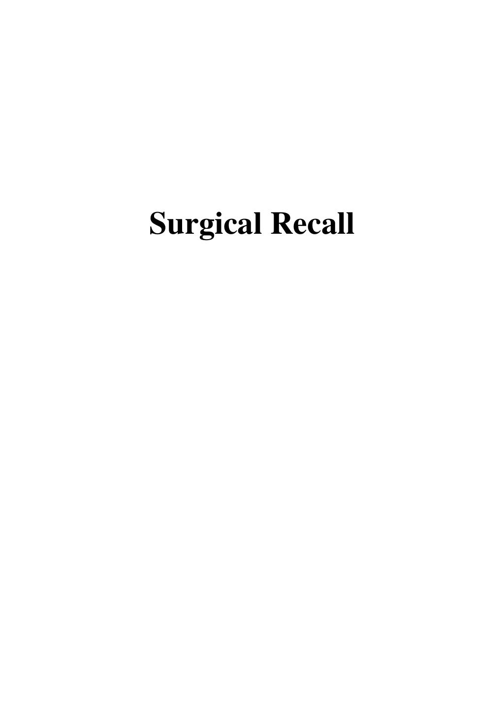 (2017) Surgical Recall (PDF) by Lorne Blackbourne LWW