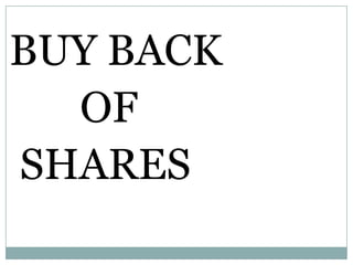 BUY BACK
OF
SHARES

 