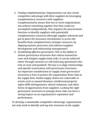 Complementary Organization Leading Procurement Strategy: Driving Value Through the Supply Chain ...