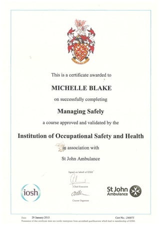 IOSH Certificate of Incorporation - Orion Health