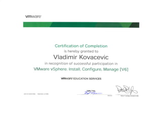 VMWare Certification Completion