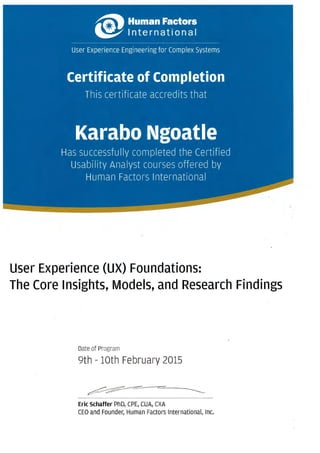 HFI User Experience Foundations Certificate