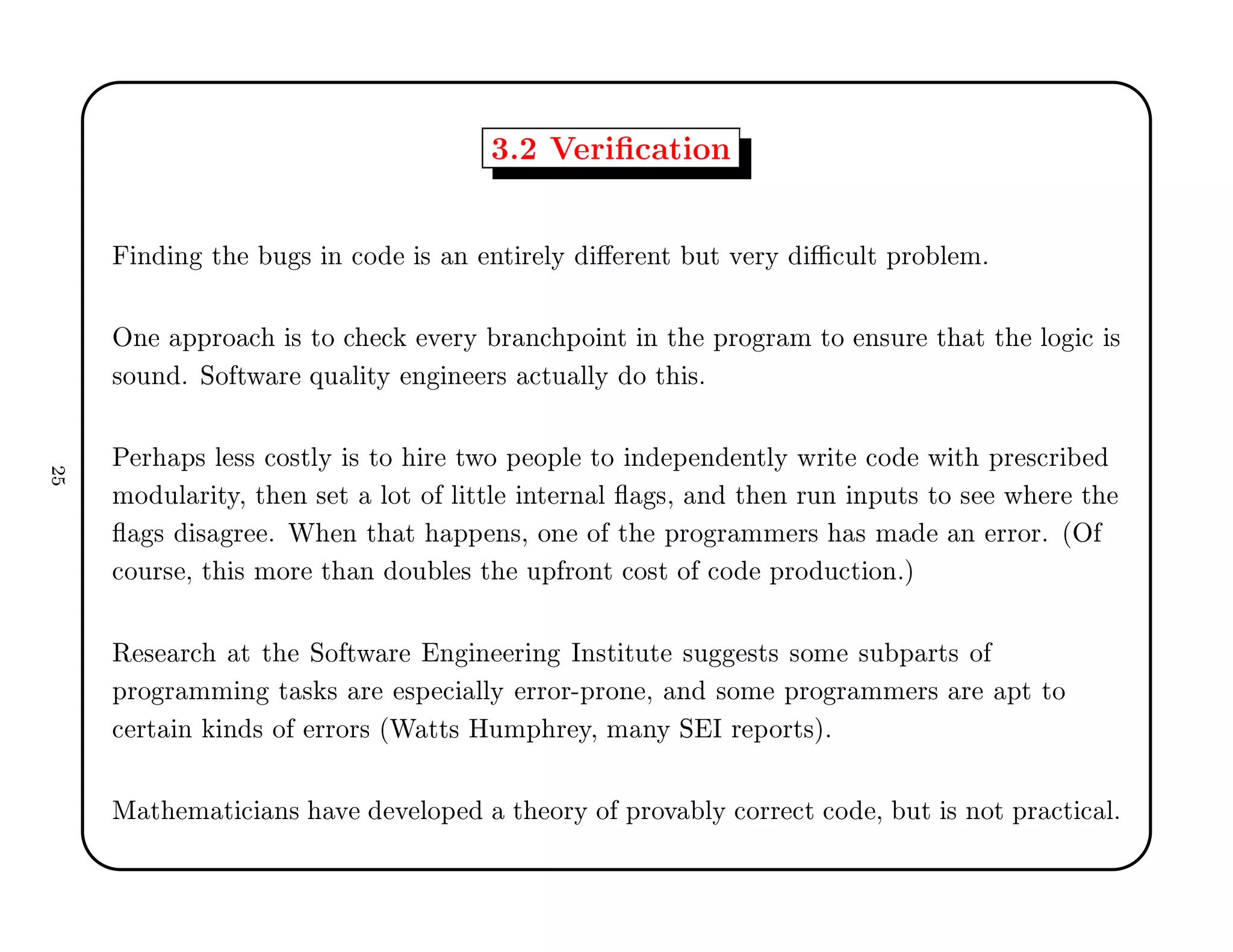 ¿º¾ Î Ö 
 Ø ÓÒ
Ò Ò Ø Ù × Ò 
Ó × Ò ÒØ Ö ÐÝ Ö ÒØ ÙØ Ú ÖÝ 
ÙÐØ ÔÖÓ Ð Ñº
ÇÒ ÔÔÖÓ 
 × ØÓ 
 
 Ú ÖÝ Ö Ò
 ÔÓ ÒØ Ò Ø ÔÖÓ Ö Ñ ØÓ Ò×ÙÖ Ø Ø Ø ÐÓ 
 ×
×ÓÙÒ º ËÓ ØÛ Ö ÕÙ Ð ØÝ Ò Ò Ö× 
ØÙ ÐÐÝ Ó Ø ×º
È Ö Ô× Ð ×× 
Ó×ØÐÝ × ØÓ Ö ØÛÓ Ô ÓÔÐ ØÓ Ò Ô Ò ÒØÐÝ ÛÖ Ø 
Ó Û Ø ÔÖ ×
Ö
ÑÓ ÙÐ Ö ØÝ¸ Ø Ò × Ø ÐÓØ Ó Ð ØØÐ ÒØ ÖÒ Ð ×¸ Ò Ø Ò ÖÙÒ ÒÔÙØ× ØÓ × Û Ö Ø
× × Ö º Ï Ò Ø Ø ÔÔ Ò×¸ ÓÒ Ó Ø ÔÖÓ Ö ÑÑ Ö× × Ñ Ò ÖÖÓÖº ´Ç

ÓÙÖ× ¸ Ø × ÑÓÖ Ø Ò ÓÙ Ð × Ø ÙÔ ÖÓÒØ 
Ó×Ø Ó 
Ó ÔÖÓ Ù
Ø ÓÒºµ
Ê × Ö
 Ø Ø ËÓ ØÛ Ö Ò Ò Ö Ò ÁÒ×Ø ØÙØ ×Ù ×Ø× ×ÓÑ ×Ù Ô ÖØ× Ó
ÔÖÓ Ö ÑÑ Ò Ø × × Ö ×Ô 
 ÐÐÝ ÖÖÓÖ¹ÔÖÓÒ ¸ Ò ×ÓÑ ÔÖÓ Ö ÑÑ Ö× Ö ÔØ ØÓ

 ÖØ Ò Ò × Ó ÖÖÓÖ× ´Ï ØØ× ÀÙÑÔ Ö Ý¸ Ñ ÒÝ Ë Á Ö ÔÓÖØ×µº
Å Ø Ñ Ø 
 Ò× Ú Ú ÐÓÔ Ø ÓÖÝ Ó ÔÖÓÚ ÐÝ 
ÓÖÖ 
Ø 
Ó ¸ ÙØ × ÒÓØ ÔÖ 
Ø 
 Ðº
¾
 