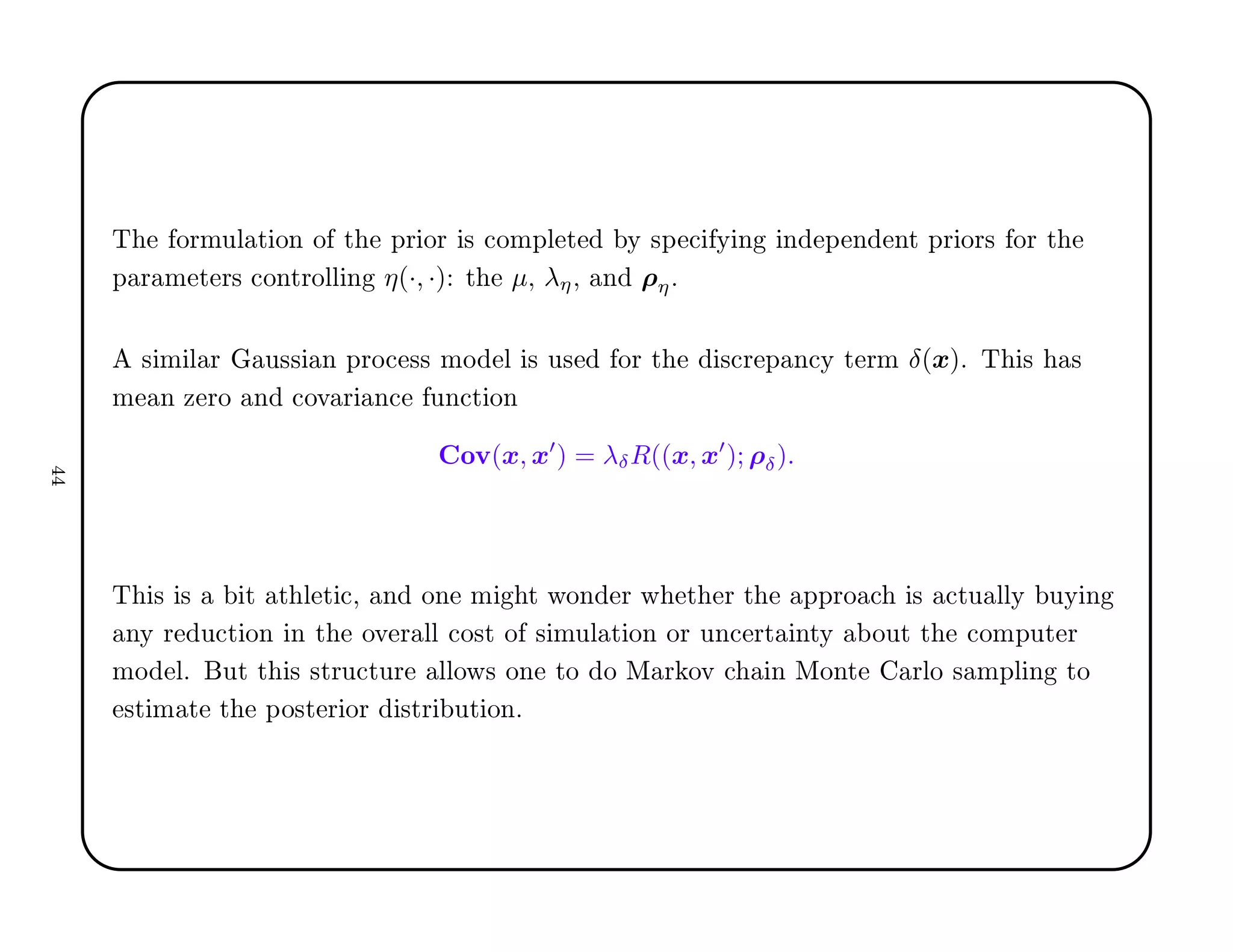 Ì ÓÖÑÙÐ Ø ÓÒ Ó Ø ÔÖ ÓÖ × 
ÓÑÔÐ Ø Ý ×Ô 
 Ý Ò Ò Ô Ò ÒØ ÔÖ ÓÖ× ÓÖ Ø
Ô Ö Ñ Ø Ö× 
ÓÒØÖÓÐÐ Ò η(·, ·) Ø µ¸ λη¸ Ò ρηº
× Ñ Ð Ö Ù×× Ò ÔÖÓ
 ×× ÑÓ Ð × Ù× ÓÖ Ø ×
Ö Ô Ò
Ý Ø ÖÑ δ(x)º Ì × ×
Ñ Ò Þ ÖÓ Ò 
ÓÚ Ö Ò
 ÙÒ
Ø ÓÒ
ÓÚ(x, x′
) = λδR((x, x′
); ρδ).
Ì × × Ø Ø Ð Ø 
¸ Ò ÓÒ Ñ Ø ÛÓÒ Ö Û Ø Ö Ø ÔÔÖÓ 
 × 
ØÙ ÐÐÝ ÙÝ Ò
ÒÝ Ö Ù
Ø ÓÒ Ò Ø ÓÚ Ö ÐÐ 
Ó×Ø Ó × ÑÙÐ Ø ÓÒ ÓÖ ÙÒ
 ÖØ ÒØÝ ÓÙØ Ø 
ÓÑÔÙØ Ö
ÑÓ Ðº ÙØ Ø × ×ØÖÙ
ØÙÖ ÐÐÓÛ× ÓÒ ØÓ Ó Å Ö ÓÚ 
 Ò ÅÓÒØ ÖÐÓ × ÑÔÐ Ò ØÓ
×Ø Ñ Ø Ø ÔÓ×Ø Ö ÓÖ ×ØÖ ÙØ ÓÒº
 