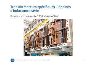 63
@Grid Solutions Technical institute-TRA/Dimensionnement et essais/5.0_fr
Puissance traversante 1850 MVA – 400kV
Document ALSTOM
Document ALSTOM
Transformateurs spécifiques – Bobines
d’inductance série
 