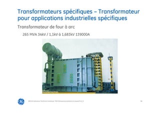 96
Transformateurs spécifiques – Transformateur
pour applications industrielles spécifiques
@Grid Solutions Technical institute-TRA/Dimensionnement et essais/5.0_fr
Transformateur de four à arc
265 MVA 34kV / 1,1kV à 1,683kV 139000A
Document ALSTOM
 