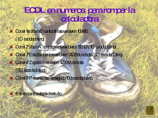 ECDL en numeros: para romper la calculadora Con el 1er álbum El canto del loco vendieron 109.840 (1 Disco de platino). Con el 2º álbum A contracorriente vendieron 150.127 (1Disco de platino). Con el 3º Estados de animo vendieron 242.839 unidades (3 Discos de platino). Con el 4º Zapatillas vendieron  420.952 unidades  (5 Discos de platino): Con el 5º Personas  han conseguido 10 discos de platino Esto en cuanto a elepés de estudio 