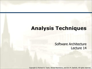 Analysis Techniques Software Architecture Lecture 14 