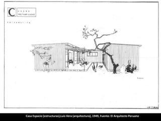 Casa Espacio (estructuras),Luis Vera (arquitectura), 1949, Fuente: El Arquitecto Peruano
 