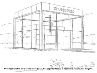 Mausoleo D'Onofrio, 1958, Fuente: Mario Bianco. Una original síntesis en la modernidad peruana, José Beingolea
 