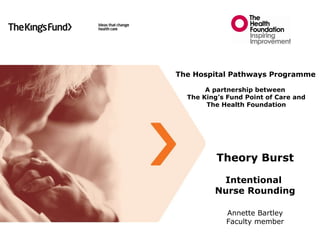 Theory Burst Intentional  Nurse Rounding Annette Bartley Faculty member The Hospital Pathways Programme A partnership between  The King’s Fund Point of Care and The Health Foundation 
