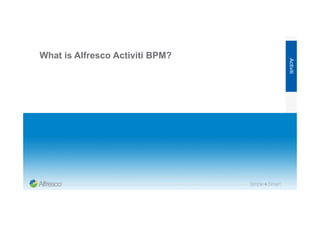 What is Alfresco Activiti BPM?
Activiti
 