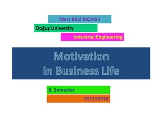 Mert Bilal BIÇAKCI
Doğuş University
Industrial Engineering
8. Semester
201132018
 