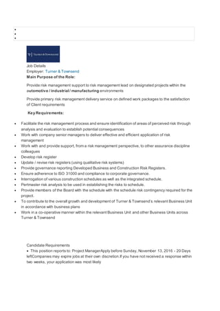 Turner & Townsend Risk Consultant | DOCX