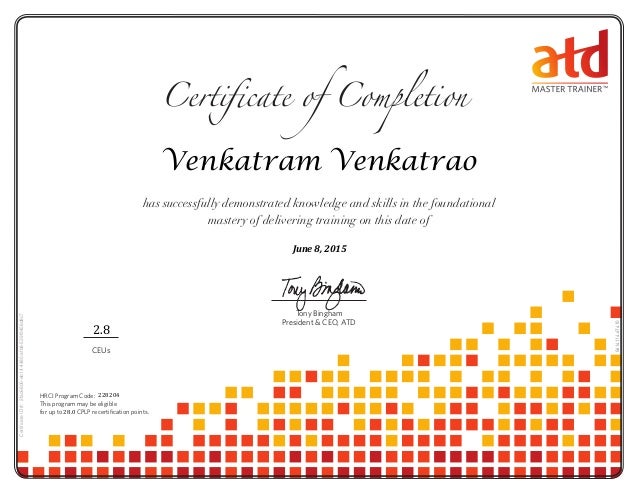 ATD Master Trainer Certificate ATD Master Trainer Certificate