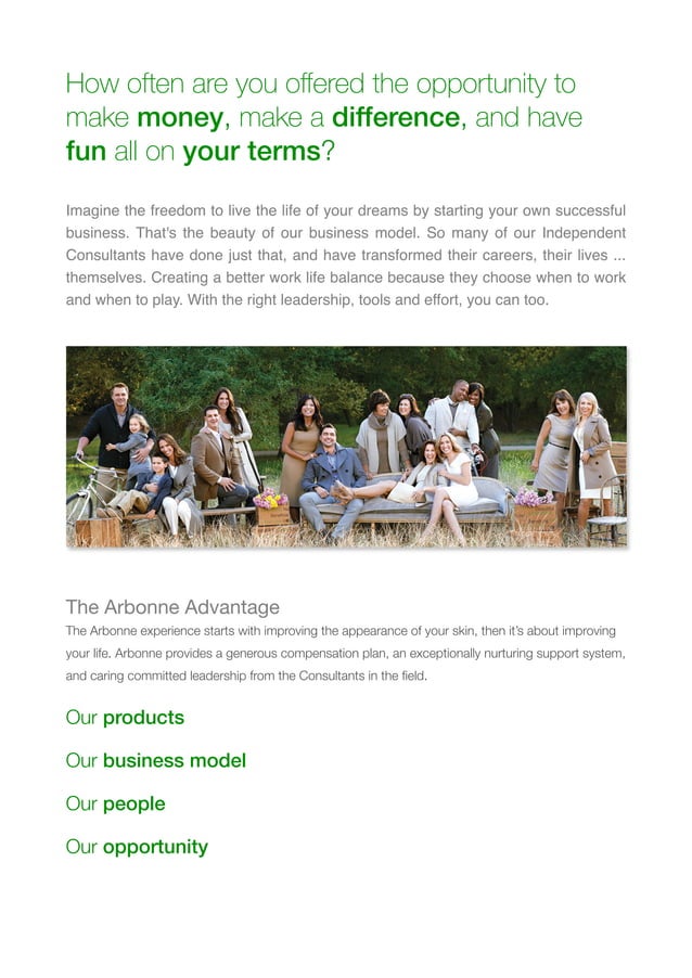 Arbonne Business Info Pack Feb 2016 | PDF