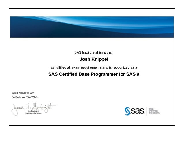 Certification sas base questions