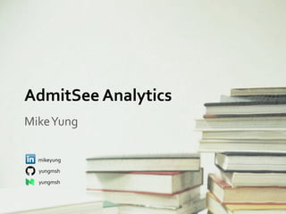 AdmitSee	Analytics	
Mike	Yung	
mikeyung	
yungmsh	
yungmsh	
 