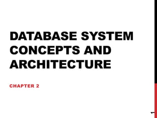 DATABASE SYSTEM
CONCEPTS AND
ARCHITECTURE
CHAPTER 2
1
 