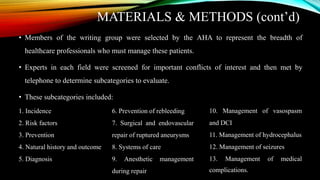 Guidelines for the Management of Aneurysmal Subarachnoid Hemorrhage | PPTX