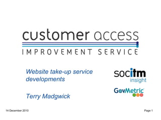 Website take-up service developments Terry Madgwick 