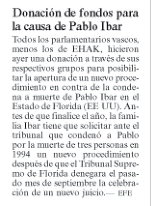 Donación de Fondos para la Causa de Pablo Ibar