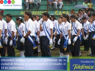Diferentes colegio, Institutos y academias de la ciudad de Masaya  se presentaron en el estadio  el 14 de septiembre