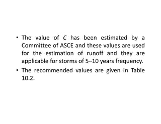 Asce Rational Method C.value Chart 14 d&i design of surface drainage | PDF