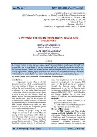 Digital Payments In Rural India 14 e payment system in rural india issues and chellenges | PDF