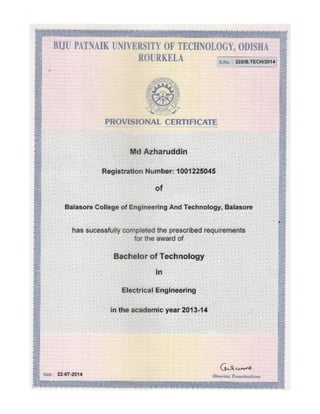 B.tech provisonal certificate