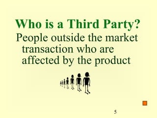 Who is a Third Party?
People outside the market
 transaction who are
 affected by the product



                    5
 