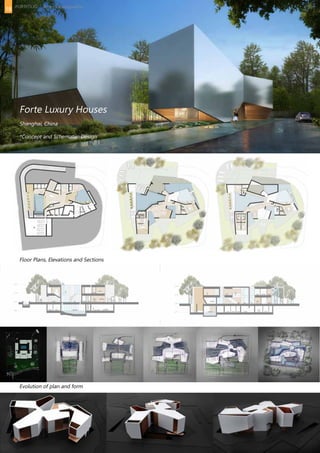 Floor Plans, Elevations and Sections
Evolution of plan and form
Forte Luxury Houses
Shanghai, China
*Concept and Schematic Design
18 PORTFOLIO Amey Kandalgaonkar
 
