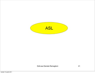 ASL




                         Dott.ssa Daniela Ramaglioni   41


martedì 19 aprile 2011
 