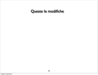 Queste le modiﬁche




                                  55
martedì 19 aprile 2011
 