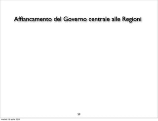 Afﬁancamento del Governo centrale alle Regioni




                                    59
martedì 19 aprile 2011
 